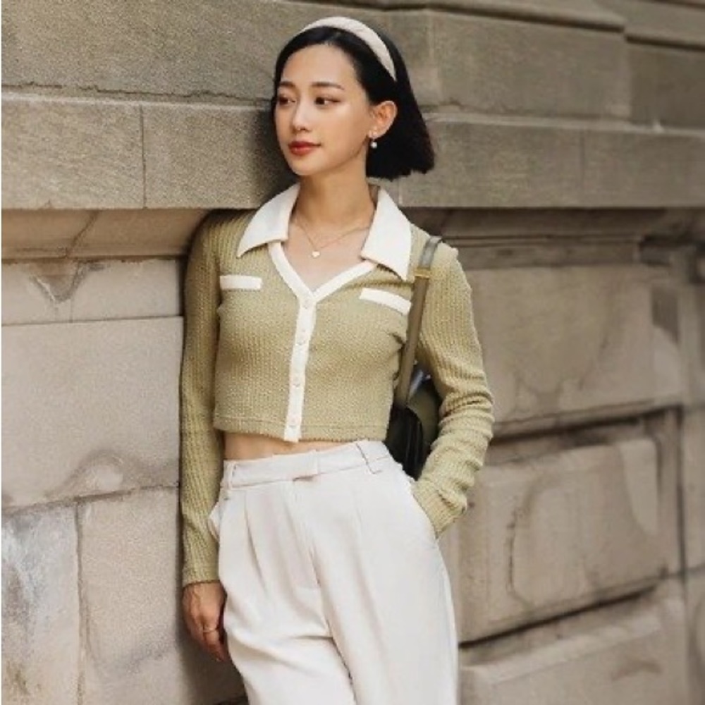 petite studio monroe cardigan sage xs